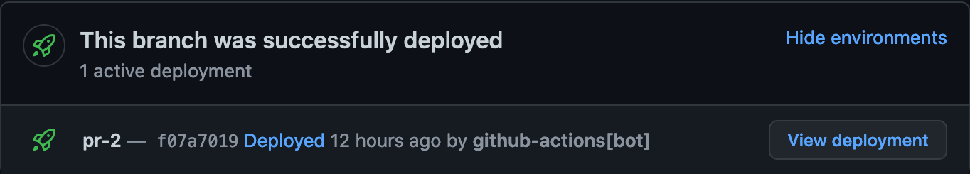 GitHub deployments are created for the previews as well.